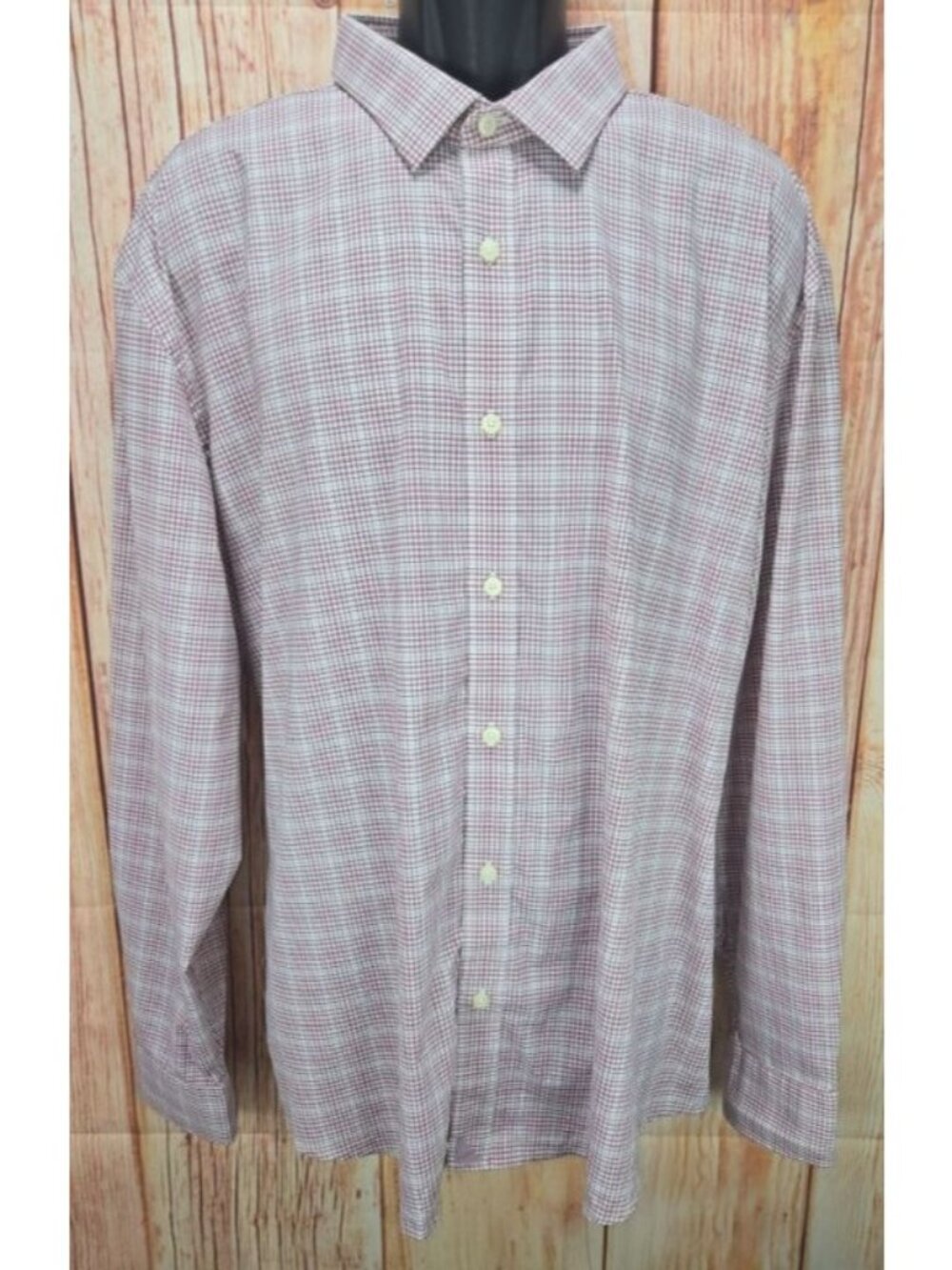 Untuckit Mens Nylon Blend Red Plaid Button-Up Shirt Size 3XL